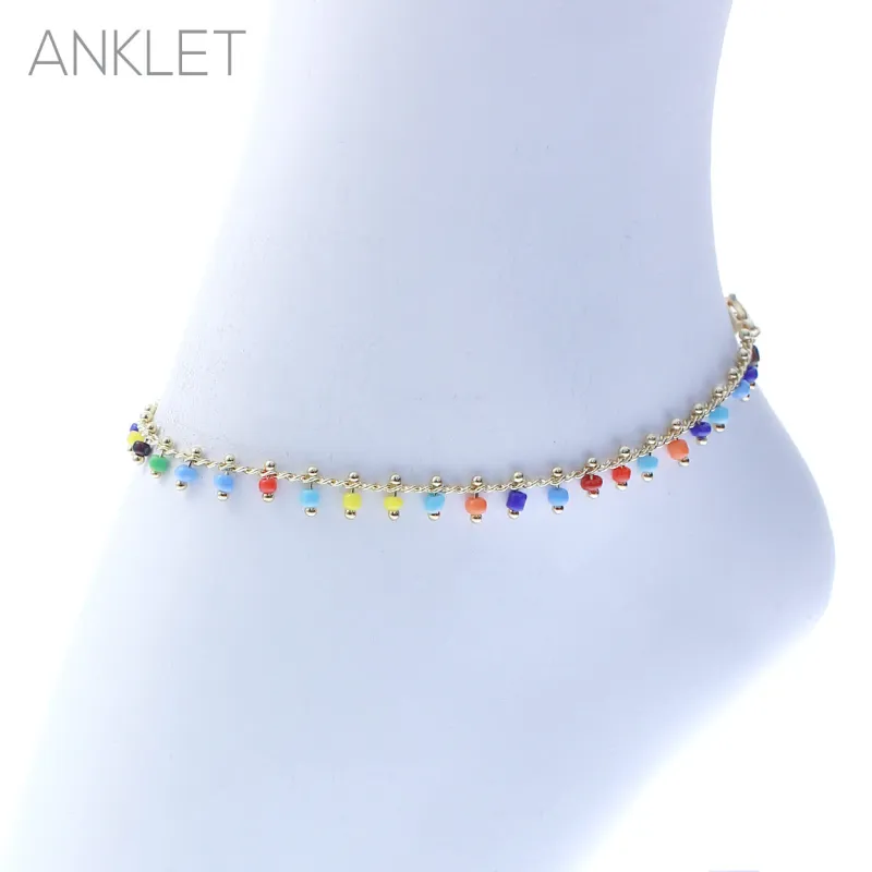GOLD ANKLET MULTI COLOR STONES ( 83539 AMUG ) sold by Oh My Jewelry