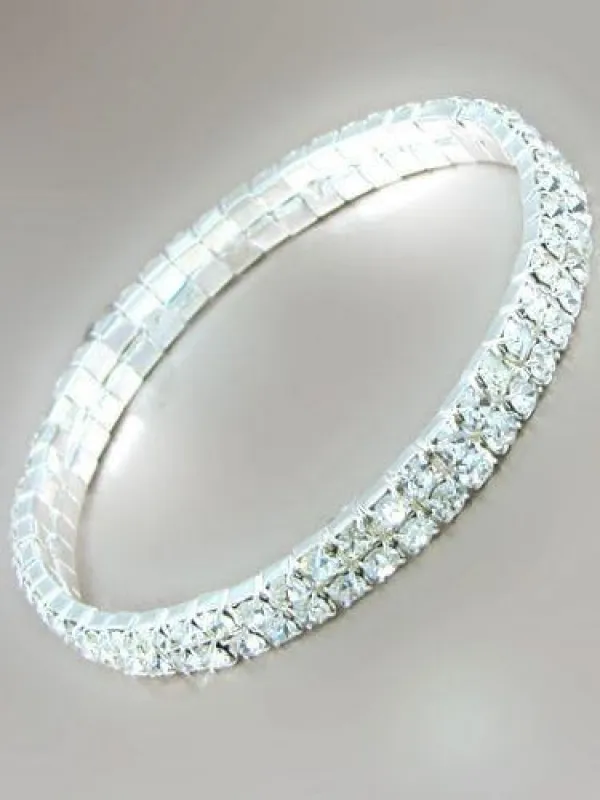 2 Line Rhinestone Silver Stretch Anklet ( 80872 ) made by Rebecca Minkoff