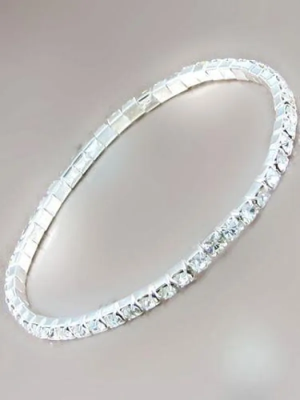 1 Line Rhinestone Silver Stretch Anklet ( 80871 SCL ) sold by Oh My Jewelry