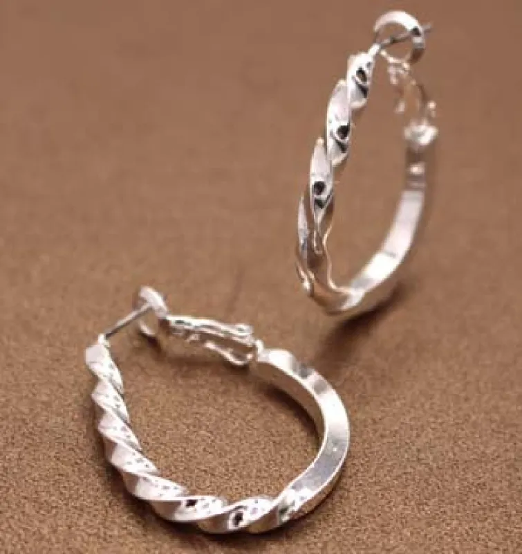 SILVER HOOP TWIST EARRINGS ( 154 S ) sold by Oh My Jewelry