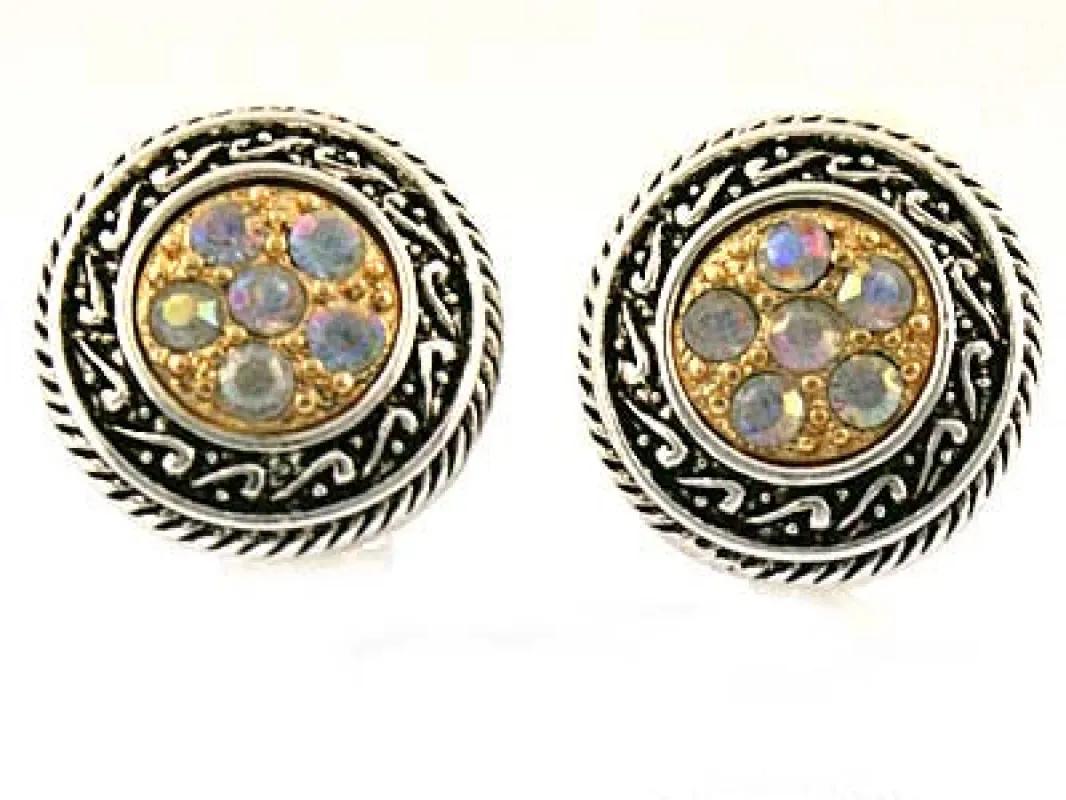 SILVER GOLD CLIP ON EARRINGS ( 31915 TT ) sold by Oh My Jewelry