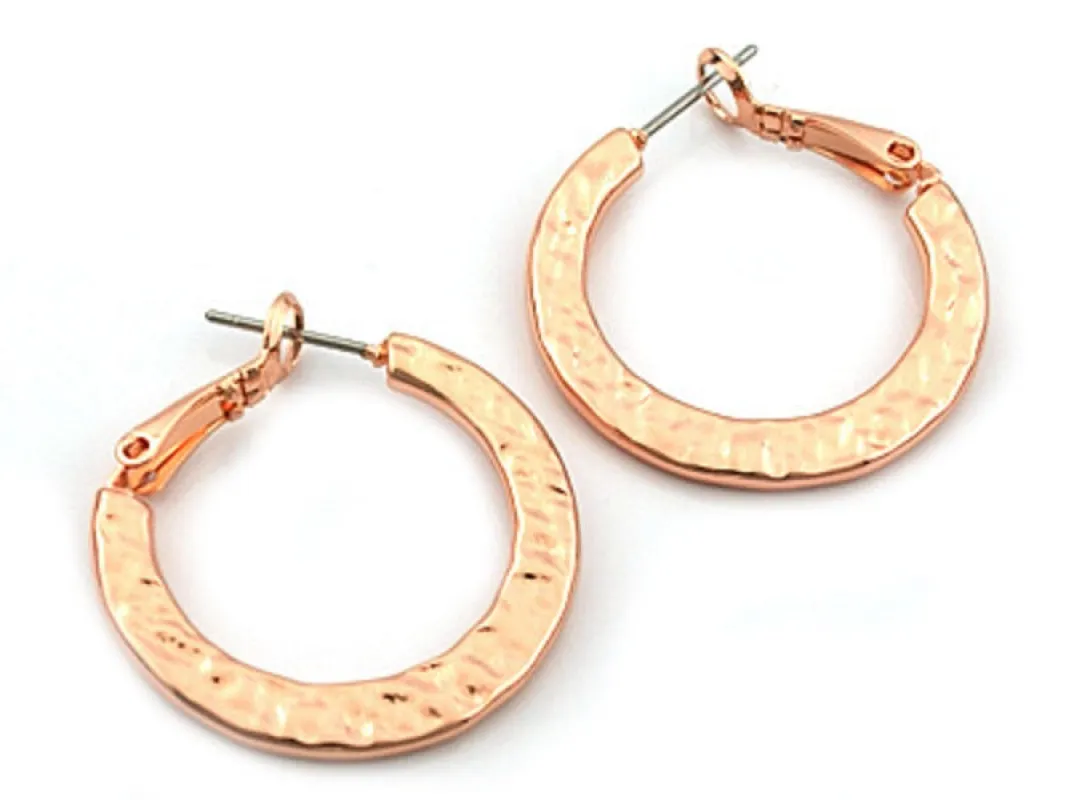 ROSE GOLD HAMMERED HOOP EARRINGS ( 33142 RG ) sold by Oh My Jewelry