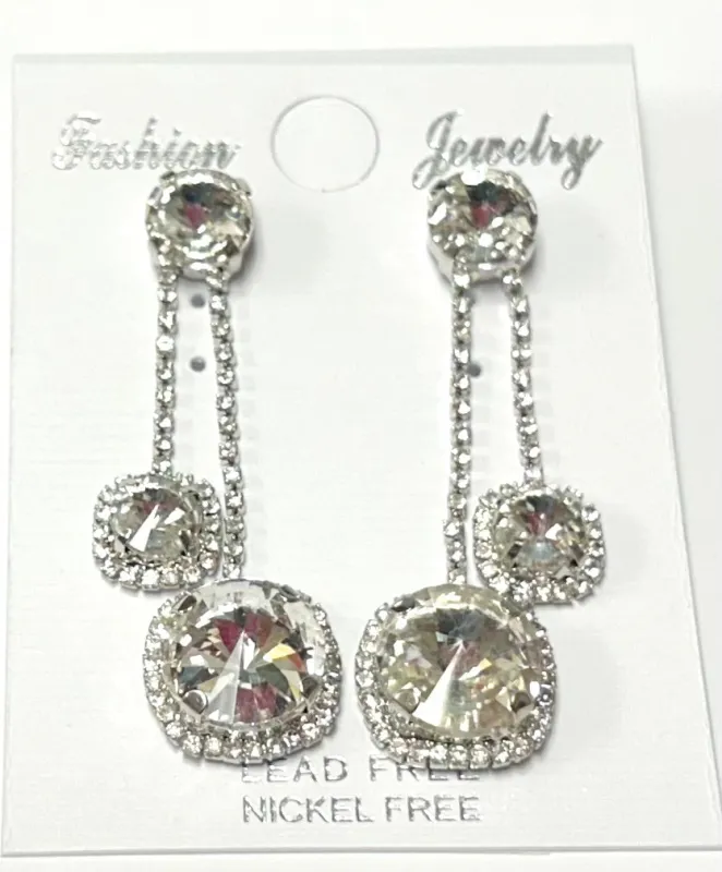 DANGLING SILVER EARRINGS CLEAR STONES ( 8178 CL ) sold by Oh My Jewelry