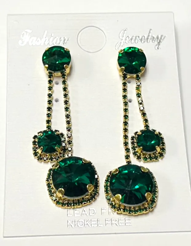 DANGLING GOLD EARRINGS GREEN STONES ( 8178 GR ) sold by Oh My Jewelry