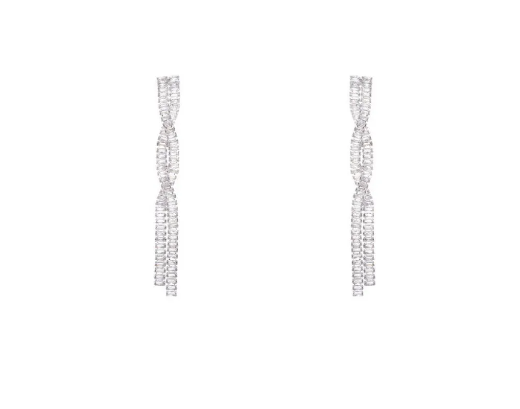 SILVER CLEAR CZ EARRINGS ( 11229 CZCLSV ) sold by Oh My Jewelry