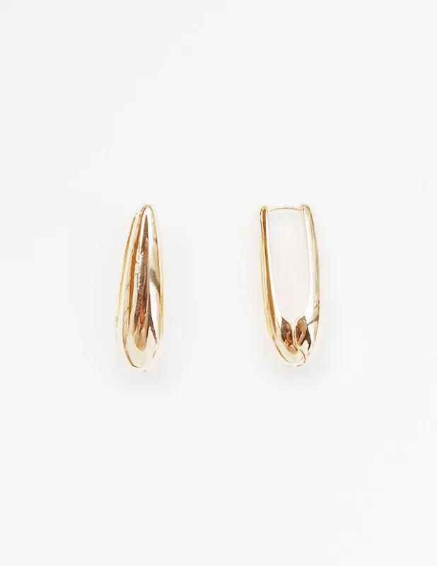 GOLD LONG HOOP EARRINGS ( 116 GD ) sold by Oh My Jewelry
