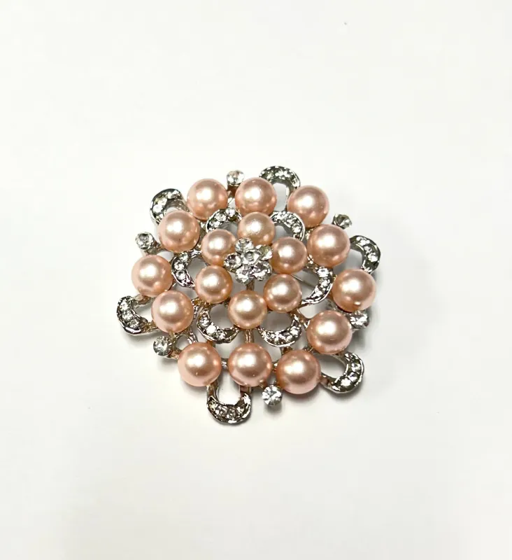SILVER PINK PEARL STONE BROOCH ( 06695 PK ) sold by Oh My Jewelry
