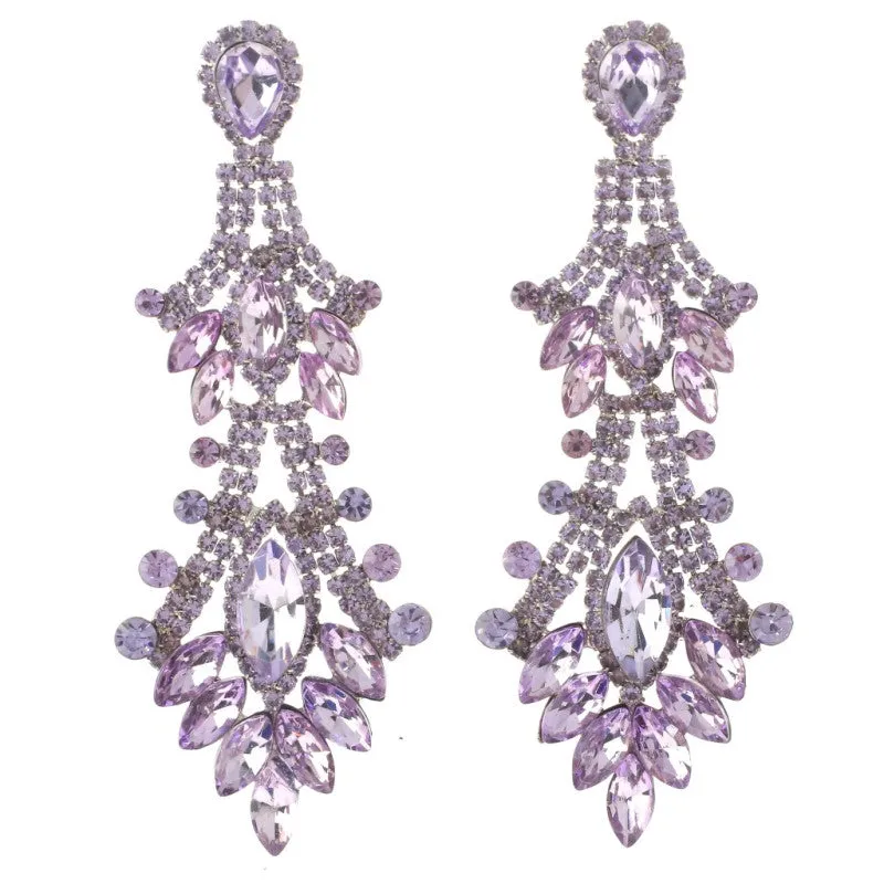 SILVER DANGLING EARRINGS LAVENDER STONES ( 7880 LV ) made by Oh My Jewelry