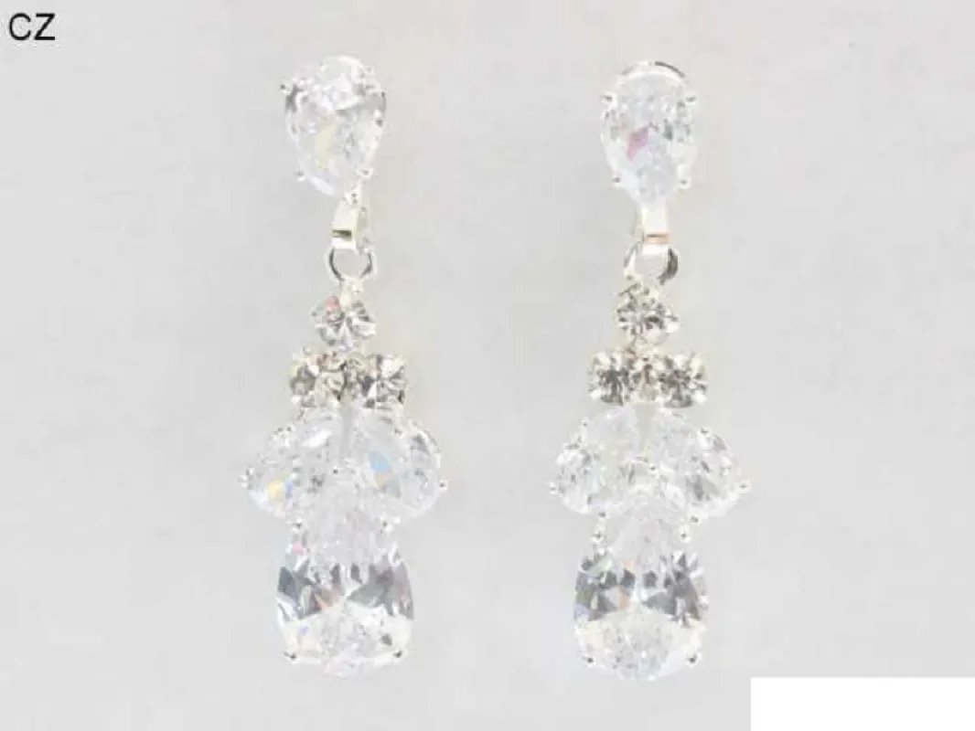 SILVER CLEAR CZ STONES EARRINGS ( 6860 SCRY ) sold by Oh My Jewelry