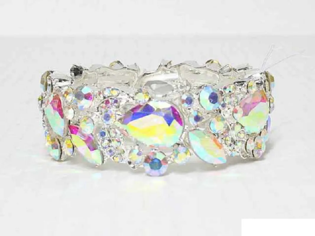 SILVER STRETCH BRACELET AB STONES ( 8868 SAB ) sold by Oh My Jewelry