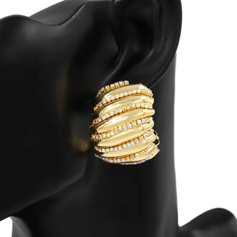 GOLD HOOP EARRINGS AB STONES ( 2541 GDAB ) sold by Oh My Jewelry