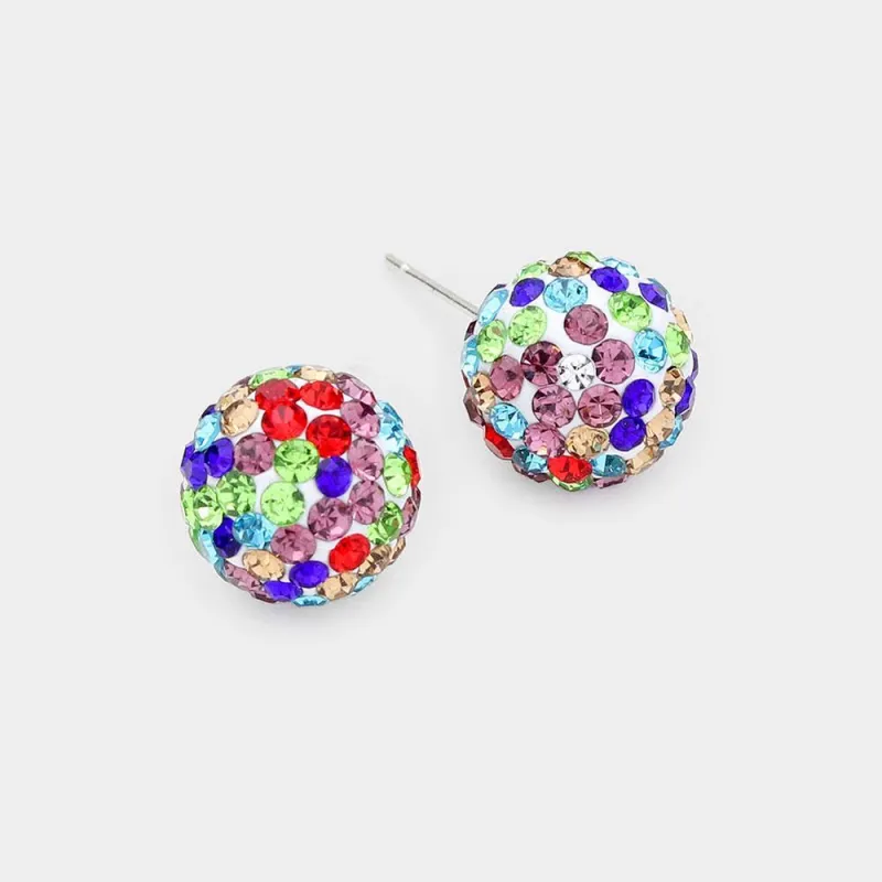 12MM MULTI COLOR RHINESTONE BALL STUD EARRINGS ( 03 30 LMT) sold by Oh My Jewelry