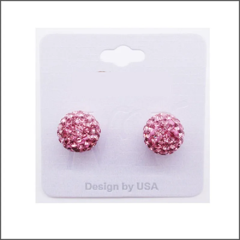 12mm PINK Rhinestone Ball Stud Earrings ( 03 13 LPK ) sold by Oh My Jewelry