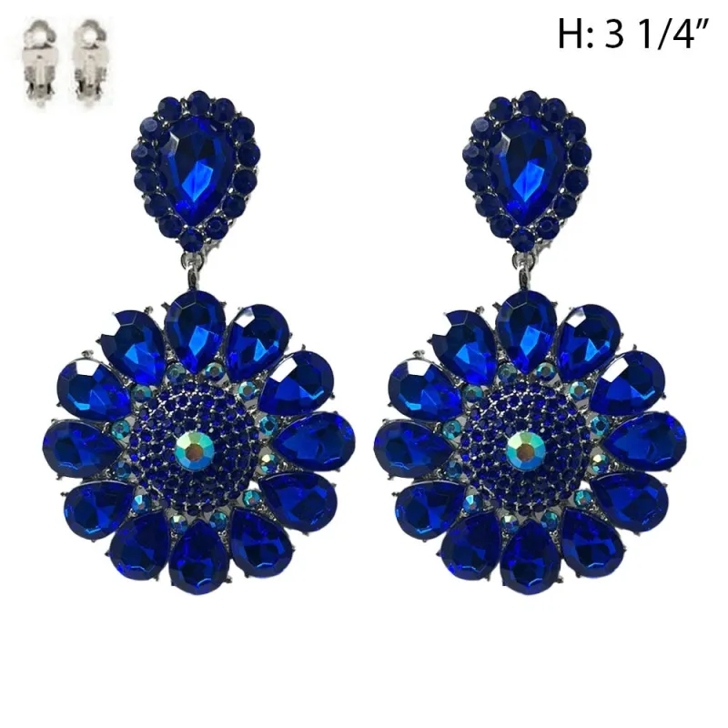 ROYAL BLUE STONE CLIP ON EARRINGS ( 204 RRY ) sold by Oh My Jewelry