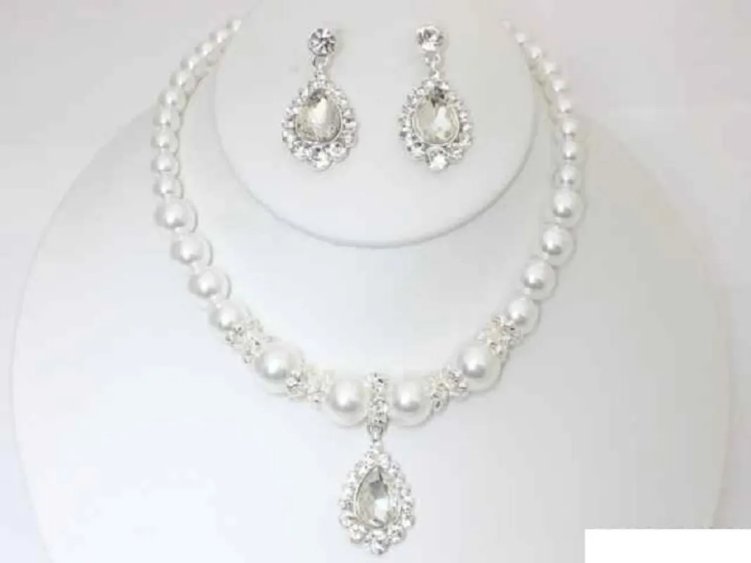 SILVER WHITE PEARL NECKLACE SET ( 19945 W ) sold by Oh My Jewelry