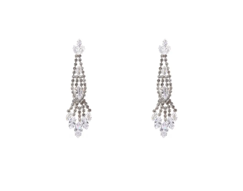 SILVER CLEAR EARRINGS CLEAR STONES ( 11255 CLSV ) sold by Oh My Jewelry