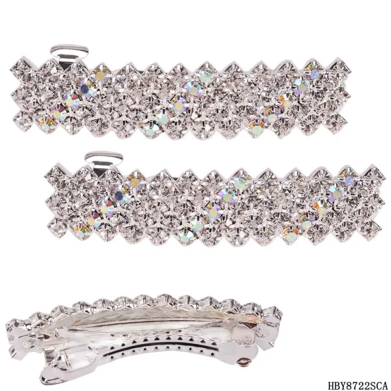 SILVER CLEAR HAIR BARRETTE ( 8722 SCA ) sold by Oh My Jewelry