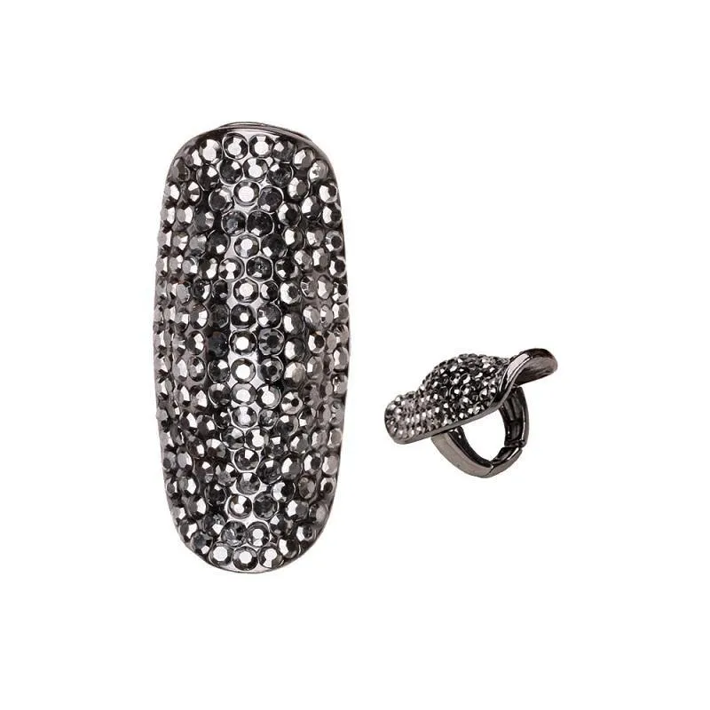 HEMATITE Rhinestone Stretch Ring ( 150 BHM ) sold by Oh My Jewelry