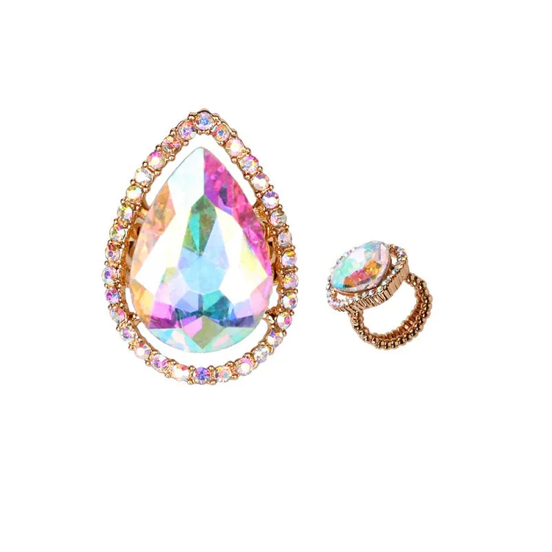 AB TEARDROP STRETCH RING IN GOLD SETTING ( 22 GAB ) sold by Oh My Jewelry