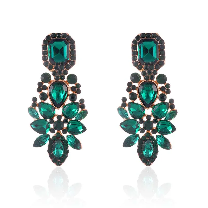 EMERALD GREEN CRYSTAL CLIP ON EARRINGS ( 2585 EM ) sold by Oh My Jewelry