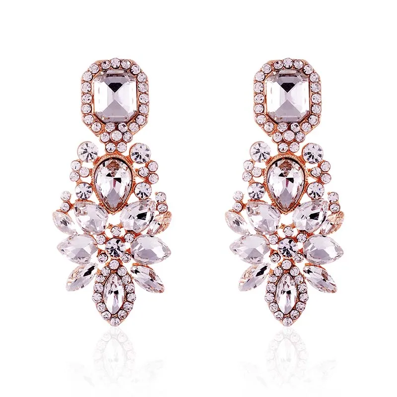 GOLD CLEAR CRYSTAL CLIP ON EARRINGS ( 2585 GCL ) sold by Oh My Jewelry