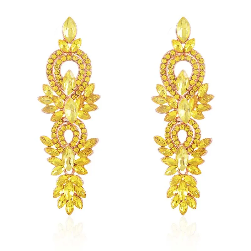 YELLOW CRYSTAL POST EARRINGS ( 2582 YLW ) sold by Oh My Jewelry
