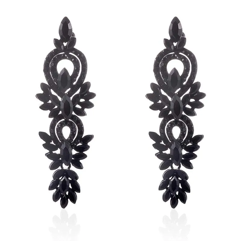 BLACK CRYSTAL POST EARRINGS ( 2582 JET ) made by Oh My Jewelry