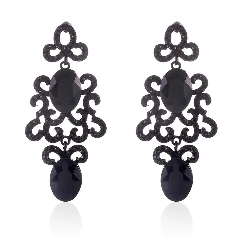 BLACK CRYSTAL EARRINGS ( 2584 JET ) sold by Oh My Jewelry