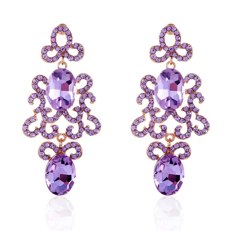 LAVENDER CRYSTAL EARRINGS ( 2584 LV ) made by Oh My Jewelry