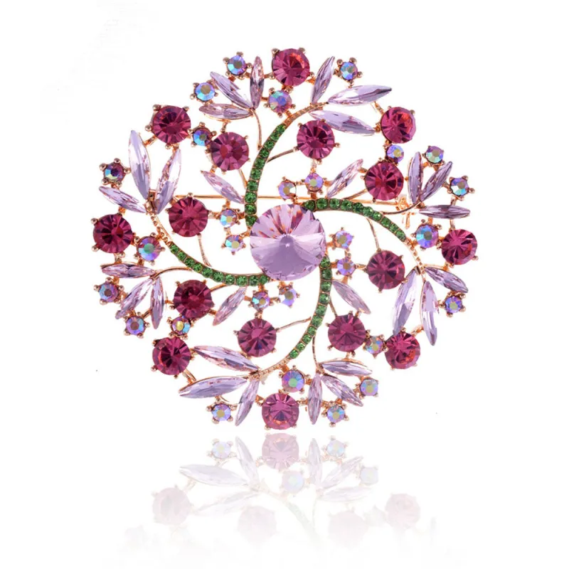 GOLD FLOWER BROOCH PINK GREEN STONES ( 1421 PNG ) sold by Oh My Jewelry