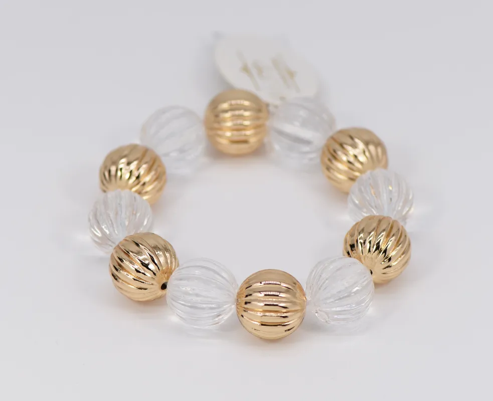 CLEAR GOLD BALL STRETCH BRACELET ( 1205 GLCLR ) sold by Oh My Jewelry