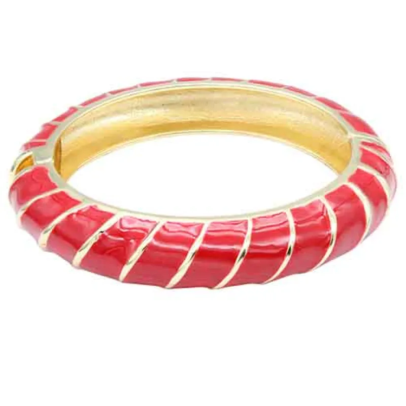 GOLD PLATED RED COLOR ENAMEL HINGED BANGLE ( 5432 RD ) sold by Oh My Jewelry
