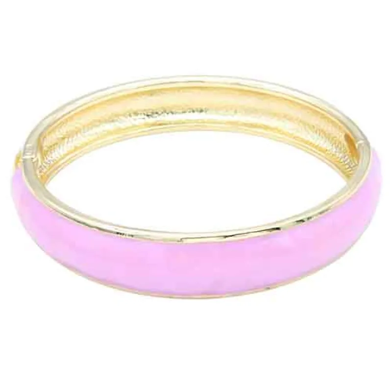 GOLD PLATED PURPLE COLOR ENAMEL HINGED BANGLE ( 5434 PP ) sold by Oh My Jewelry