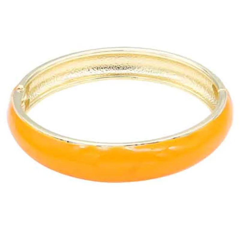GOLD PLATED ORANGE COLOR ENAMEL HINGED BANGLE ( 5434 OR ) sold by Oh My Jewelry