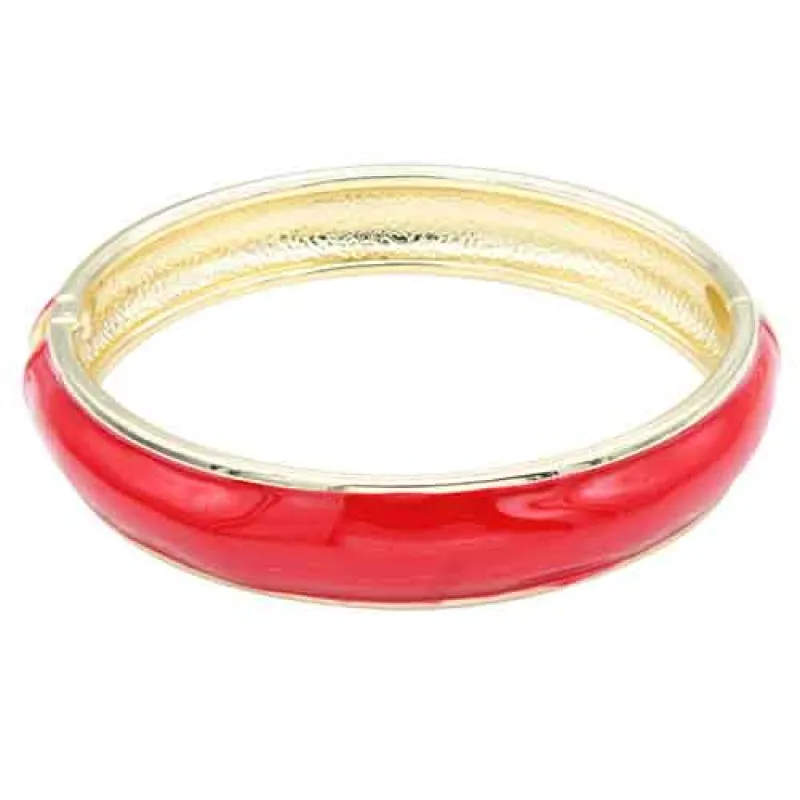 GOLD PLATED RED COLOR ENAMEL HINGED BANGLE ( 5434 RD ) sold by Oh My Jewelry