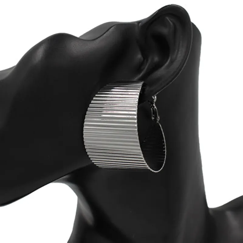 HEMATITE Metal Hoop Earrings ( 4393 HT ) sold by Oh My Jewelry