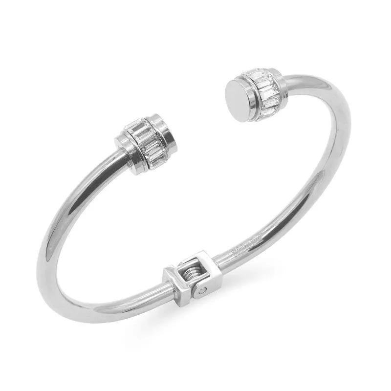SILVER BANGLE CLEAR STONES ( 4204 SV ) sold by Oh My Jewelry
