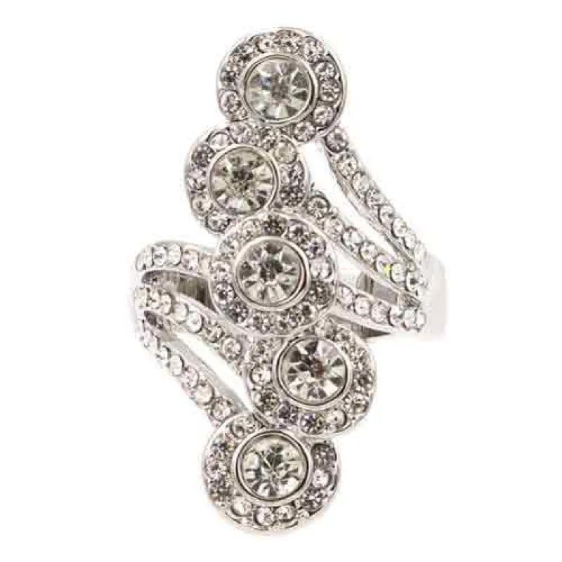 SILVER STRETCH RING CLEAR STONES ( 2106 SVCL ) sold by Oh My Jewelry