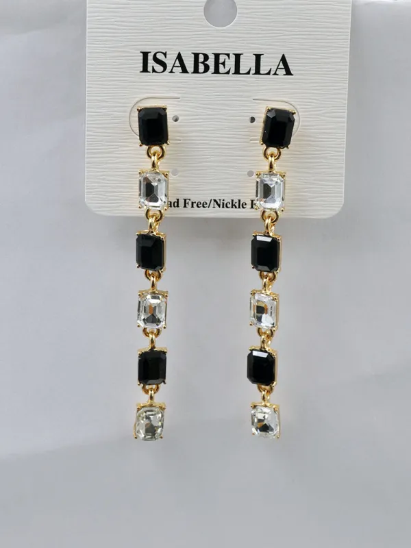 DANGLING EARRINGS BLACK STONES ( 241512 BK ) sold by Oh My Jewelry