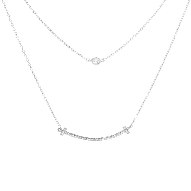 WHITE GOLD DIPPED NECKLACE CLEAR CZ STONES ( 1109 RCR ) sold by Oh My Jewelry