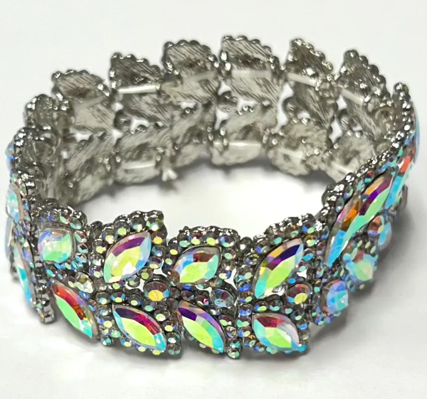 SILVER STRETCH BRACELET AB STONES ( 3048 SAB ) sold by Oh My Jewelry