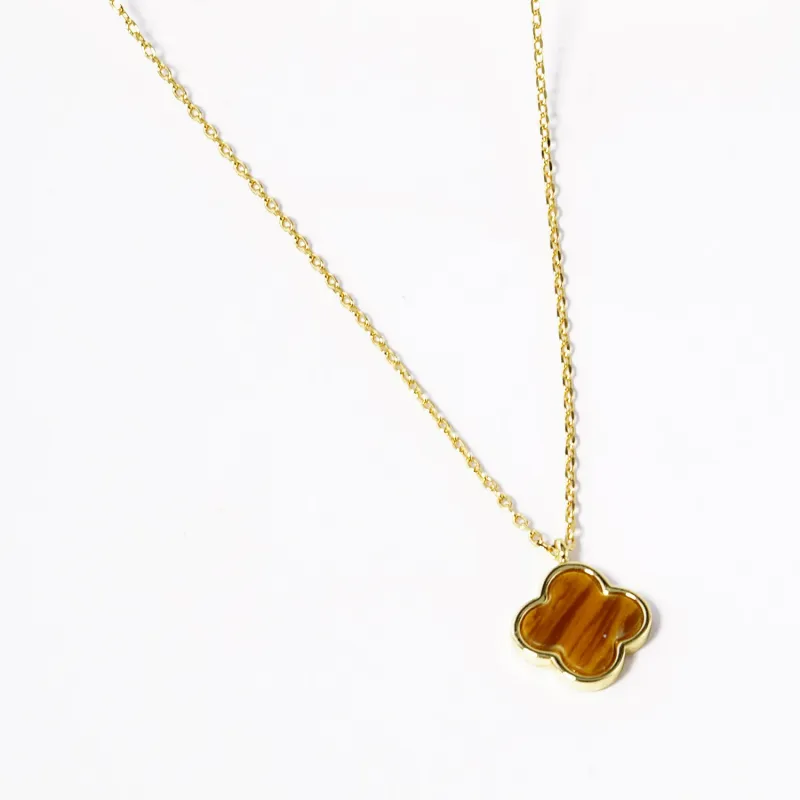 GOLD DIPPED BROWN CLOVER NECKLACE ( 2510 GTG ) sold by Oh My Jewelry