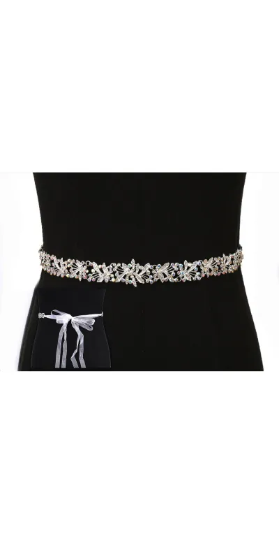 SILVER RHINESTONE WEDDING BELT AB STONES ( 80274 ABSV ) sold by Oh My Jewelry