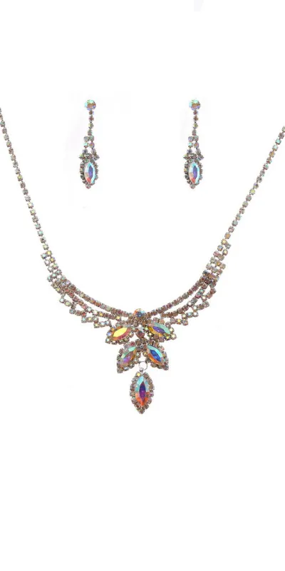 SILVER AB NECKLACE SET ( 22201 ABSV ) sold by Oh My Jewelry