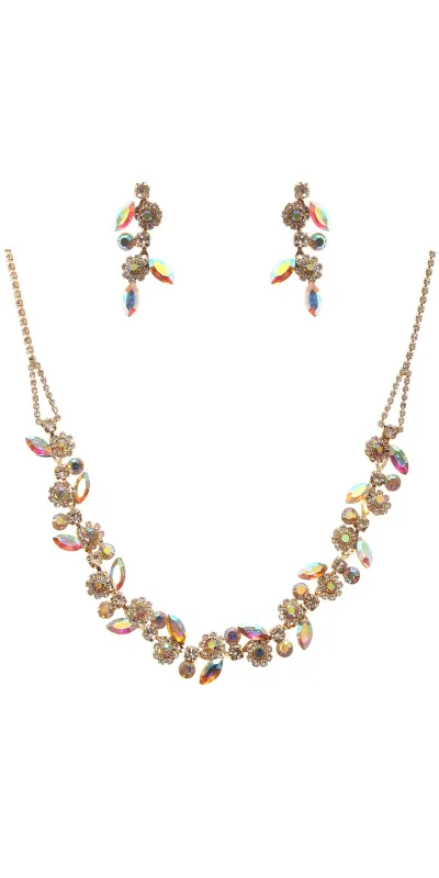 GOLD AB FLORAL NECKLACE SET ( 22308 CLABGD ) made by Oh My Jewelry