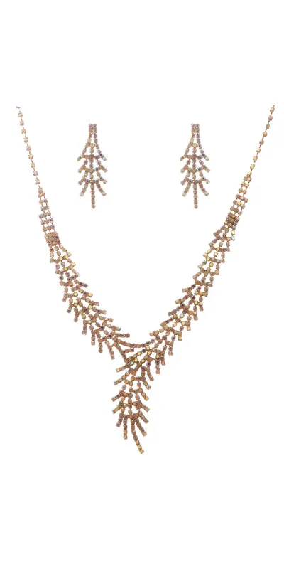 GOLD RHINESTONES NECKLACE SET AB STONES ( 20654 ABGD ) sold by Oh My Jewelry