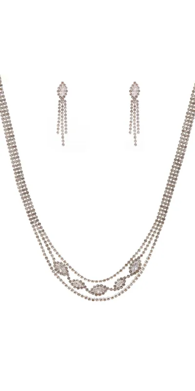 SILVER NECKLACE SET CZ STONES ( 22315 CZCLSV ) sold by Oh My Jewelry