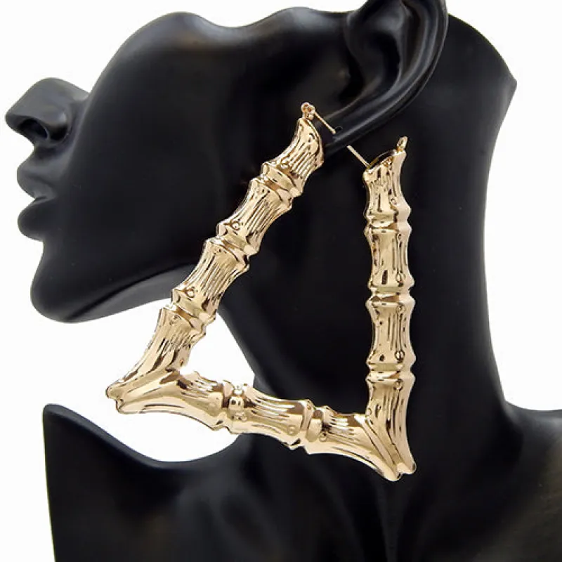 GOLD POLISHED BAMBOO EARRINGS HOLLOW ( 1217 GD ) sold by Oh My Jewelry