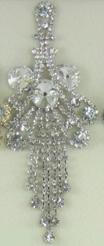 Large SILVER CLEAR Stone Fringe Chandelier Earrings PIERCE ( 0390 SCL PIERCE ) made by Oh My Jewelry