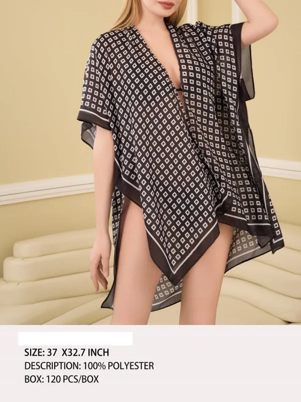 BLACK SQUARE DESIGN WOMEN'S WRAP ( 6149 BLACK ) sold by Oh My Jewelry